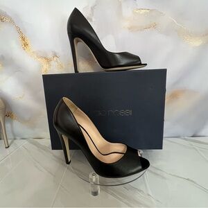 Sergio Rossi Peep-Toe Black Heels - 37.5